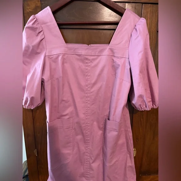 LDT Alice Ruched Short Puff Sleeve Square
Neck Mini Dress Pink Womens - Picture 5 of 8